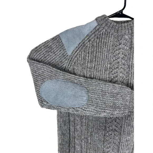 Vintage Knitted Sweater | Grey 100% British Wool | Men's Large | Elbow Patches - Picture 5 of 16